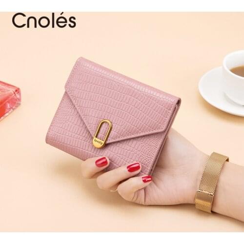 Cnoles Classic Coin Purse Women Leather Clasip Wallet Business Credit Card Holder Money Bag Wallet Female