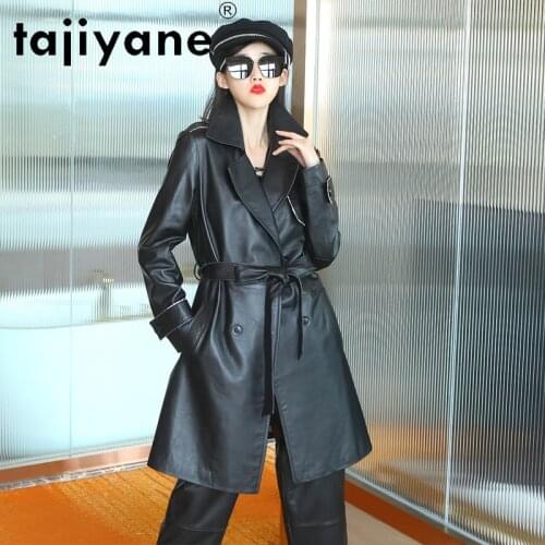 Tajiyane Real Sheepskin Jackets Women Genuine Leather Coats Woman Long Clothes High Quality Windbreaker Mujer Chaqueta TN1729