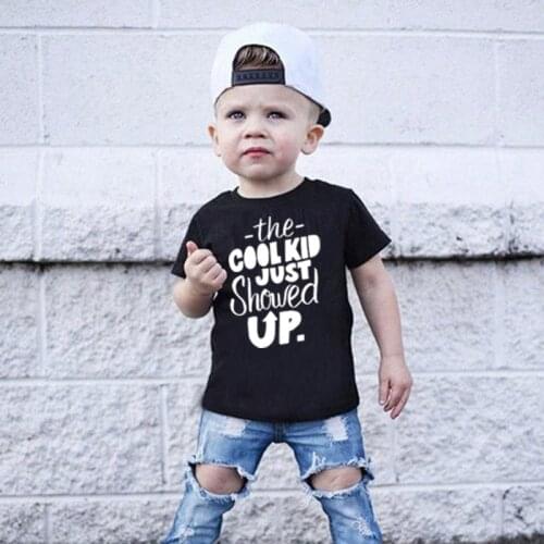 Summer Kids Tshirt The Cool Kid Just Showed Up Print Fashion Toddler Baby Short Sleeve T-shirts Boys Girls Casual T Shirts Tops