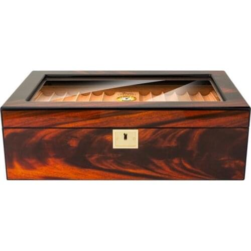LUBINSKI Genuine Cedar Wood Humidor Case Holder Box Big Capacity W/Lock Humidifier Hygrometer Tobacco Smoking Tool For Cohiba