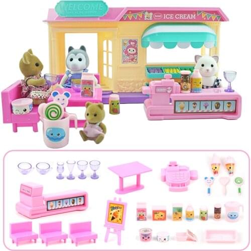 Ice Cream Mini Toys for Dolls Forest Family Miniature Food 1: 12 Panda Dollhouse Furniture Restaurant Pretend Play Hobbies