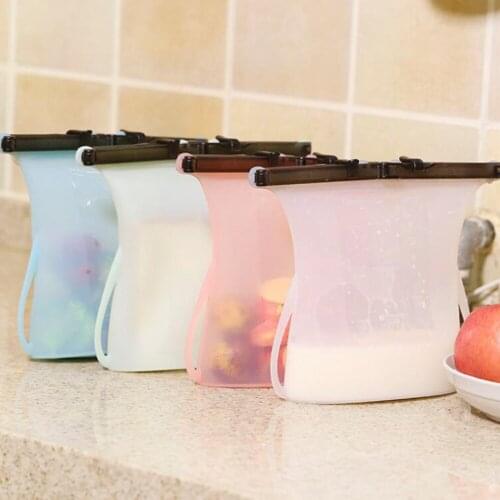 Reusable Silicone Food Storage Bag Food-Grade Foldable Vacuum Seal Saver 185x 195mm Safe For Refrigerators D4