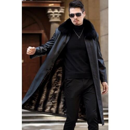 Genuine Jacket Fur Coats Men Winter 2020 Plus Size 5XL Male Split Leather Overcoat Warm Thicken Long Parka mujer :LX2581
