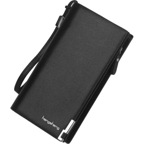 European and American mens long fashion retro wallet casual business multi-function zipper clutch bag quality PU leather wallet