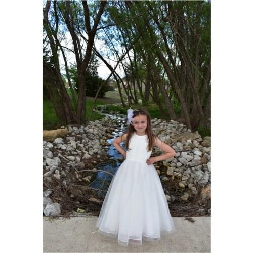 Cheap-High-Quality Prinecess Flower Girl Dresses 2021 Wedding Party Pageant First Communion Gown Chiffon Sleeveless