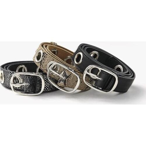 2020 cross border new fashion oval buckle Snake Decorative Jeans Belt womens versatile corns buckle womens belt