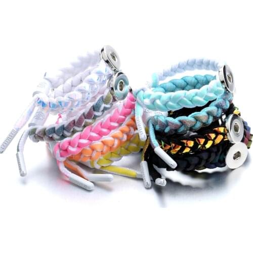 New Snap Jewelry Bracelet Handmade Adjustable Braided Shoelace Snap Button Bracelet Fit 20mm 18mm Snap Buttons Jewelry