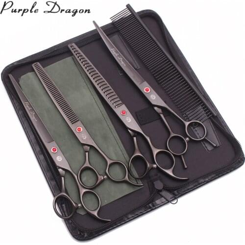 Scissors for Dogs 8 inch Purple Dragon Japan 440C Pet Grooming Scissors Chunker Shears Dog Thinning Shears Curved Add Case Z3005