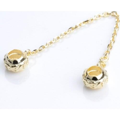 Hot Sale S925 Sterling Silver Heart to Heart Safety Chain Charm Fit Original Beads Bracelet Jewelry