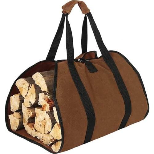 Portable Convenient Canvas Firewood Carrier Log Tote Storage Bag for Home
