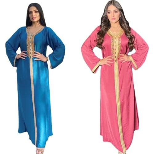 Ramadan Eid Moubarak Pink Abaya Dubai Turkey Islam Muslim Robe Longue Satin Long Hijab Dress Abayas For Women Djellaba Femme