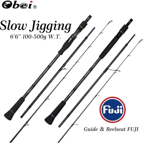 OBEI Slow Jigging Sea Fishing Rod Power Boat 1.98m Casting Weight 100-500g Spinning Baitcast 3 Section Portable Travel Rod