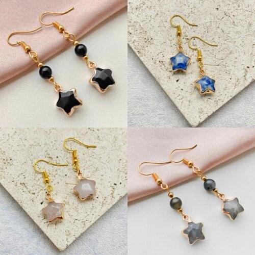 Earrings Trendy 2021 Natural Stone Star Earrings for Women Simple and Sweet Wedding Party Earrings Jewelry Gifts Wholesale
