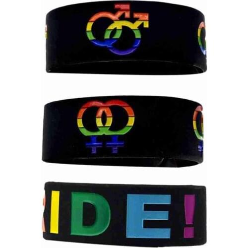 Unisex Gay Pride Rainbow Silicone Bracelet Rainbow Letters Sports Wristband Gay Lesbian Pride Silicone Rubber Wristlet Bracelet