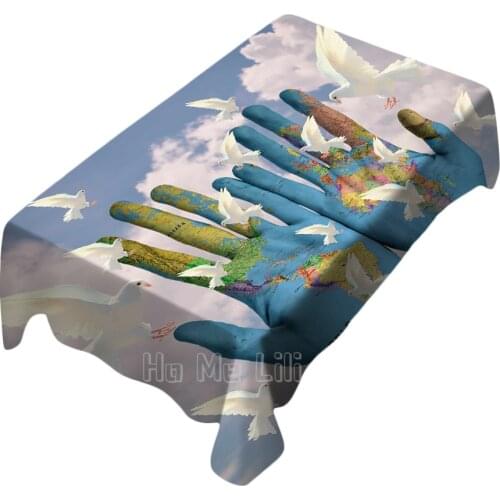 World Peace Design Pattern Tablecloth Dinning Decor