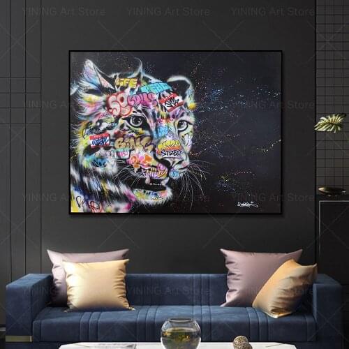 Modern Graffiti Street Art Animal Lion Canvas Painting Poster Print Wall Art Picture For Living Room Home Decor Frameless