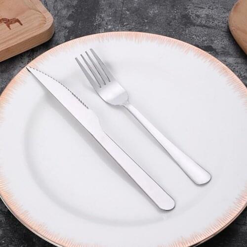 2Pcs/Sets 304 Stainless Steel Cutlery Hotel Western Style Steak Knife Fork Set Outdoor Portable Western Tableware Western Style