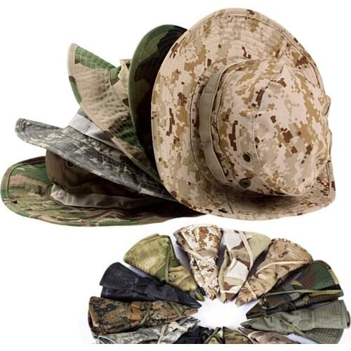 Tactical Boonie Hat US Army Camo Cap Men Outdoor Sports Sun Bucket Hunting Fishing Outdoor Caps Wide Brim Military Unisex Hats
