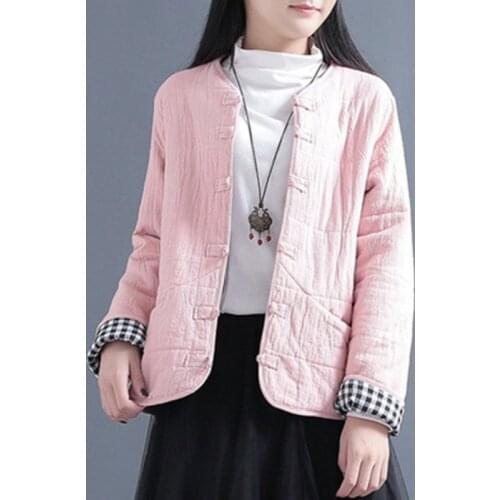 Warm Coats Cotton Linen Vintage Jackets New Arrival Autumn Winter Arts Style Women Long Sleeve Single Breasted Quilted