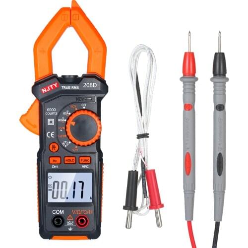 NEJE 600A AC/DC Digital Clamp Meter with Temperature Ranging Multimeter with Audible Continuity Beep True-RMS Clamp Meter Tester