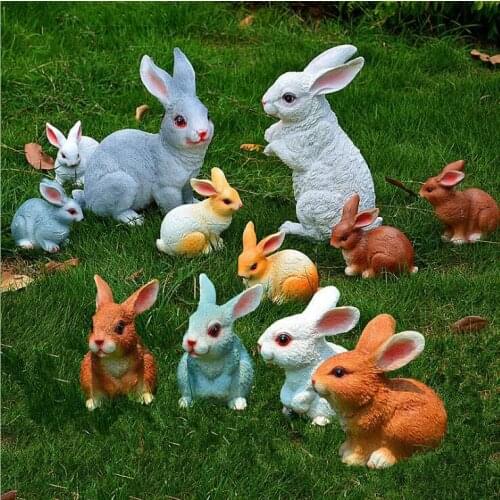 Outdoor Garden Simulation Ornaments Resin Cute rabbit Crafts Landscape Sculpture Park House Courtyard Accessories Decoration