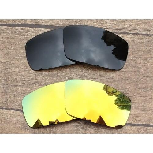 Vonxyz 2 Pairs Stealth Black & 24K Mirror Polarized Replacement Lenses for-Oakley Canteen 2006 Frame
