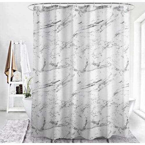 Bath Curtain Hazy Stripes Decorative Polyester Marble Bathroom Shower Curtain for Home Decor