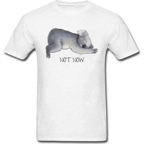 Not Now 2018 Lazy Animal Man White T-shirt Koala Sketch Cute Cartoon Print Short Sleeve Summer Tee Shirt Casual