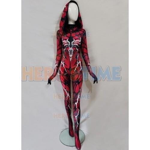 Newest Venom Carnage Custom Woman Cosplay Costume 3D Print Spandex Bodysuit Zentai Catsuit for Halloween