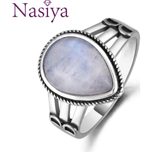 New Design Punk Moonstone Ring For Women 925 Silver Fine Jewelry Party Anniversary Wedding Engagement Birthday Gift