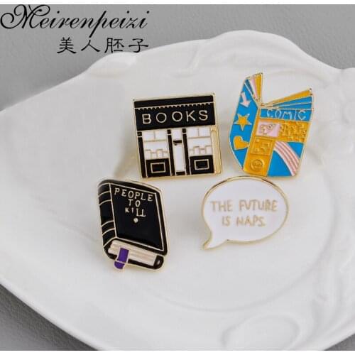 1SET The Letter Bookshop Book Enamel Pin Badge Brooch Gift for Books Lover Reading Lapel Pin Bookworm Funny Pins Jewelry