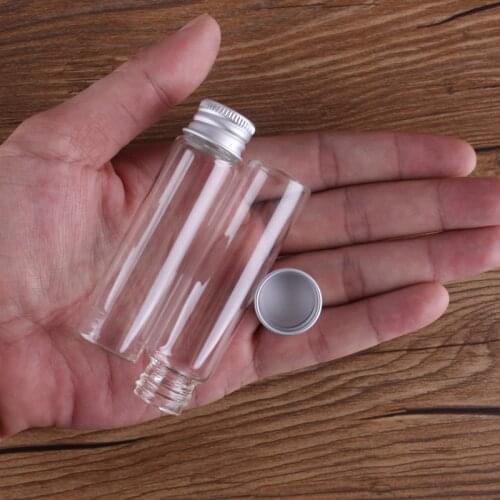 10pcs 20ml 22*80mm Clear Glass Bottles with Aluminum Caps Empty Glass Jars DIY Crafts Vials Spice Jars for Art Craft
