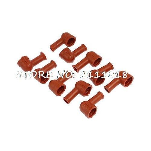 10 x Smoking Pipe Shaped Battery Terminal Boots Cover Sleeves Brown