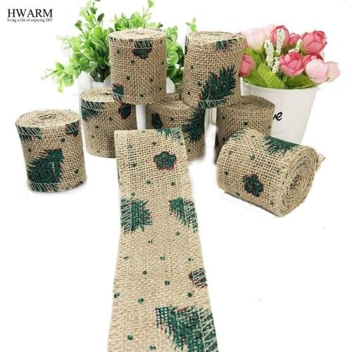 12pcs 6cm Xmas Tree Linen Lace Fabric Ribbon DIY Handmade Wedding Christmas Bow Trim Decoration For Home Party Favors GIFT