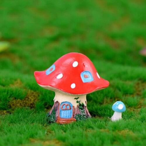 2PCS Fairy Mushroom House Home Craft Garden Bonsai Decor Aquarium Decoration Miniature Dollhouse Ornament Mini DIY