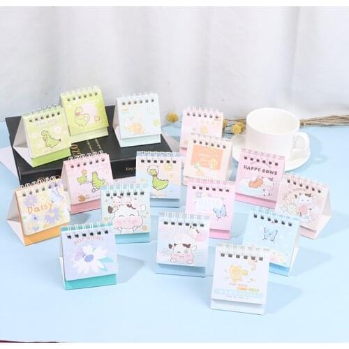 2021 Fresh Cartoon Mini Desktop Paper Calendar Dual Daily Scheduler Table Planner Yearly Agenda Organizer
