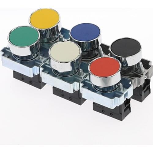 6Pcs Momentary Push button switch with light 22mm 10A 240V~3A Circular small size Flat round Panel NC/NO XB2-BA31 XB2-BA42