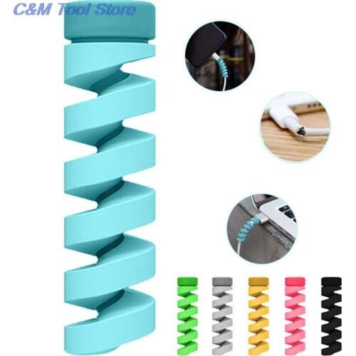6pcs/set Cover protector Spring twine For iPhone Android USB Earphone Bobbin winder Data Line Case Rope Protection Cable