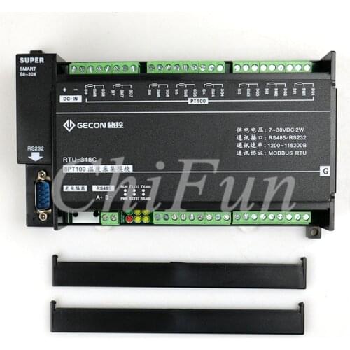 8 way PT100 high precision industrial temperature acquisition controller Modbus RS485 RS232 dual serial port