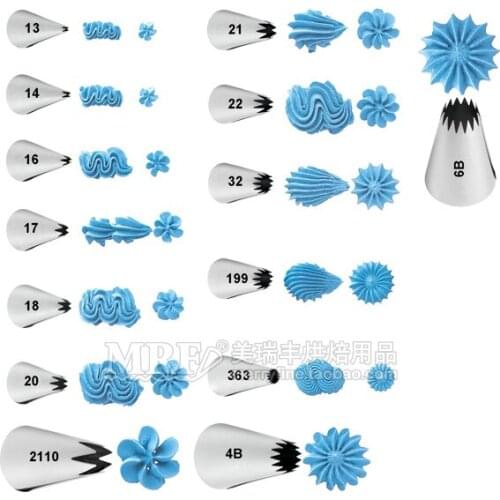 Free Shipping Stainless Steel 18/8 Icing Tips Open Star Piping Nozzles Set(14PCS/LOT)