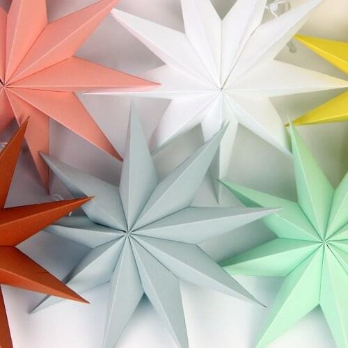 1pc 30cm Vintage 9 Angles Paper Star 3D Hanging Paper Star Lanterns for Christmas Wedding Shower Home Decorations Crafts