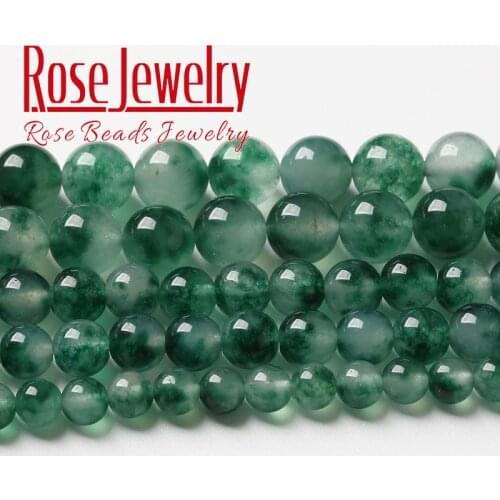 4-12mm Natural Green Grass Jades Stone Beads For Jewelry Making Round Loose Beads DIY Charms Bracelet Accessories 15" Whlolesale