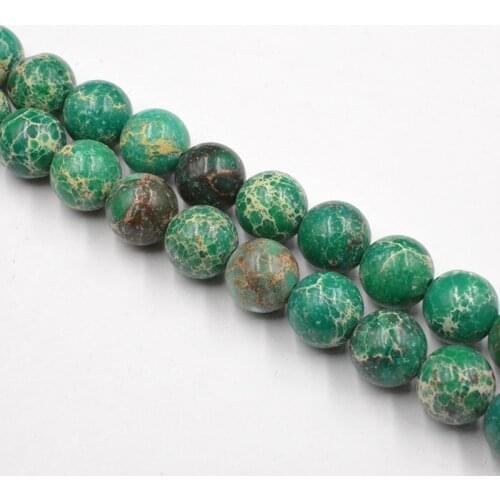 Natural Stone green Sea Sediment Turquoises Round Beads Wholesale Loose Beads for Jewelry Making Accessories 4-12mm DIY