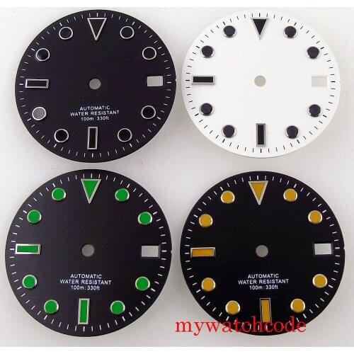 28.5mm Black White Sterile Watch Dial For 24 Jewels NH35A NH36A Automatic Movement With Date Window