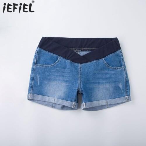Denim Shorts For Pregnant Women Summer Fashion Maternity Low Waist Plus Size Jeans Pockets Pants For Pregnancy Clothing