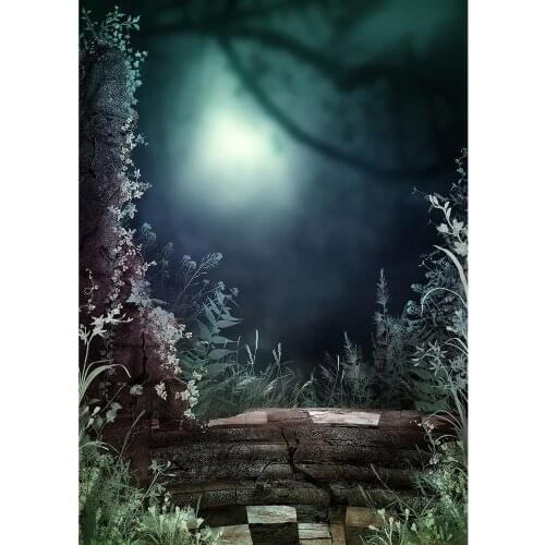 Wood Moonlight Plant Bokeh Photo Backdrop Customized Background for Children Baby Halloween Party Photophone Photography Props