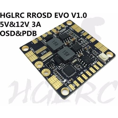 HGLRC RROSD EVO V1 12V 5V 3A BEC OSD Power Distribution Board for QAV FPV F4 F7 FC 120A
