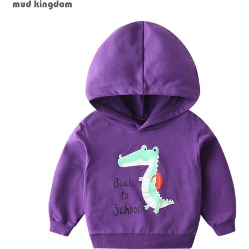 Mudkingdom Boys Dinosaur Hoodies Cotton Cartoon Pattern Long Sleeve Autumn Fashion Children Tops Boy Clothes