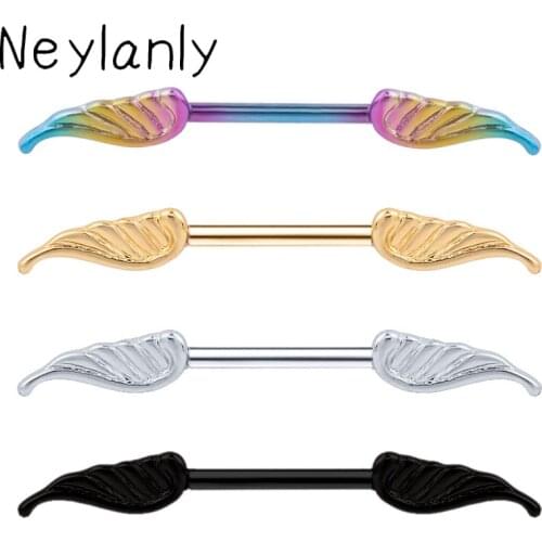 1Pair 2020 New Nipple Piercing Fashion Body Piercing Angel Wings Circle Shield Piercing Rings Body Jewelry for Women Girls
