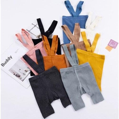 Toddler Infant Kids Suspender Pantyhose Spring Summer Baby Girls Boys Solid Knitted High Waist Bandage Overalls Shorts Leggings
